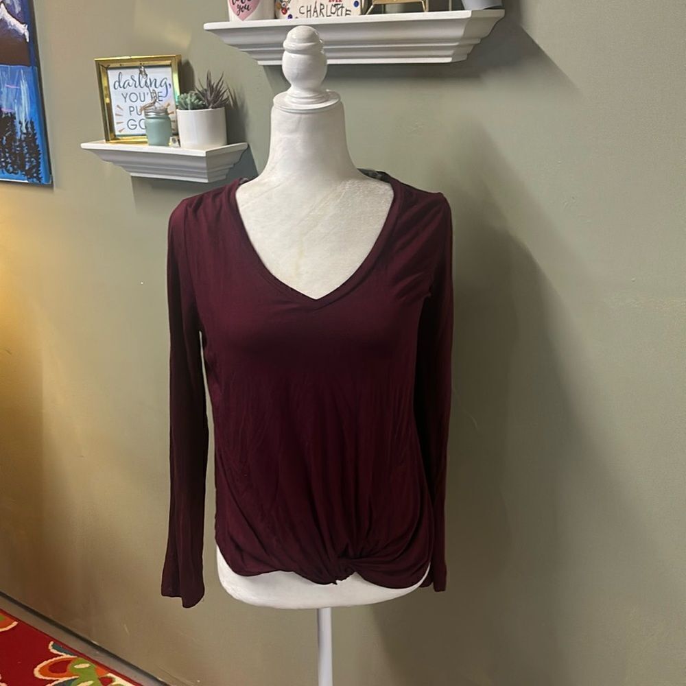 NWT Jenny Boston Maroon shirt long sleeve